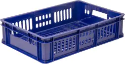 Ящик пластиковый перфорированный, 600x400x150 мм, 28 л, синий [418]